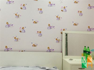 Thi công giấy dán tường phòng bé gái