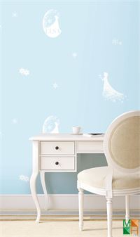 Giấy dán tường Hàn Quốc màu xanh cho bé gái đẹp D5076-2