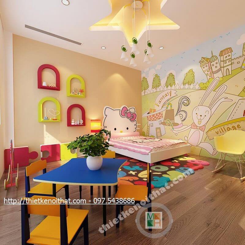 Trang trí phòng ngủ bé gái với mẫu giấy dán tường dễ thương, năng động Giấy dán tường trẻ em tại hải phòng