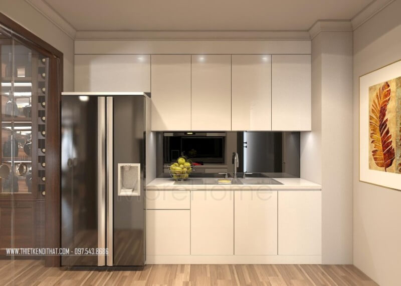 Thiết kế nội thất phòng bếp riêng biệt với không gian khác vẫn đảm bảo tính sang trọng và tiện nghi của không gian Thiết kế nhà bếp tiện nghi
