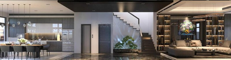 Trang trí nhà vệ sinh gầm cầu thang, tiểu cảnh độc đáo tạo góc nhìn ấn tượng cho phòng khách liền bếp biệt thự, nhà phố. Mẫu thiết kế và thi công nội thất biệt thự