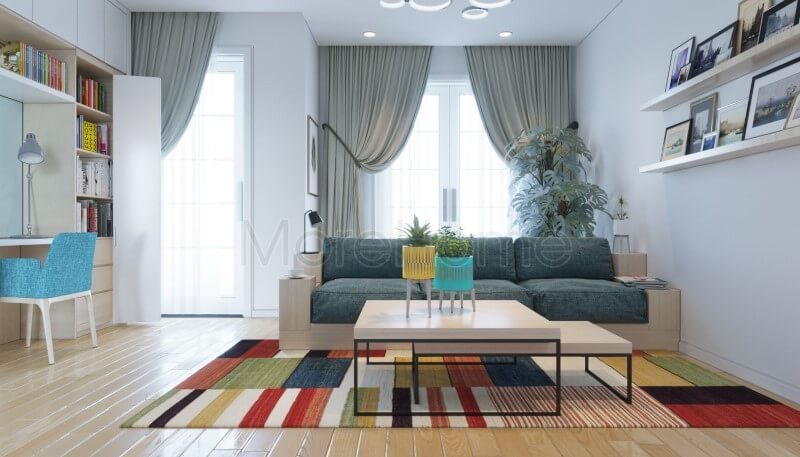 Thiết kế phòng khách với nội thất gỗ hiện đại đơn giản mang lại thẩm mỹ và tràn đầy hứng khởi cho không gian sống