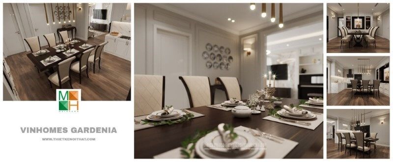 Không gian nội thất phòng ăn chung cư đẹp, sang trọng phong cách đương đại
