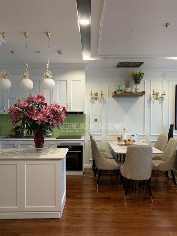 Sang trọng với bộ bàn ăn thi công chung cư cao cấp