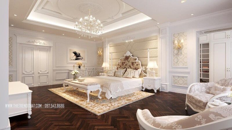 Giường ngủ Master phong cách tân cổ điển châu Âu sẽ giúp tạo nên một không gian sang trọng và quý phái.