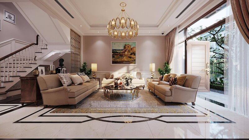 Mẫu sofa bọc da đẹp phong cách tân cổ điển